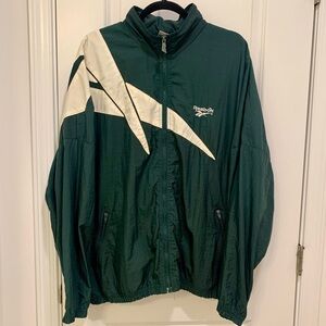 Reebok Men's Vintage Dark Green Mesh Lightweight Windbreaker Jacket Size Large